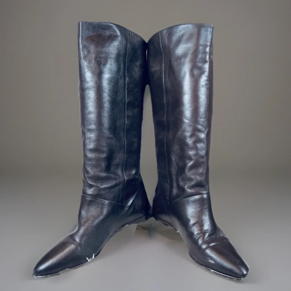 Boho Chic sz 8M Brown Leather Versatile Fold Over High Boots EUC